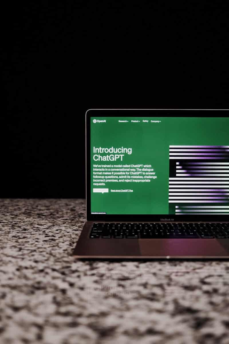 View of a Laptop Displaying ChatGPT ai websites
