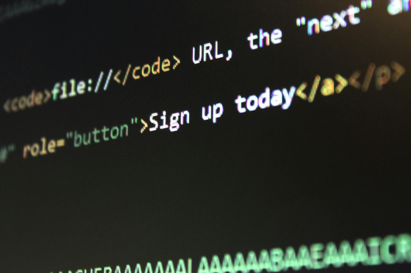 Detailed view of HTML and CSS code on a computer screen, concept of programming. ecommerce website development